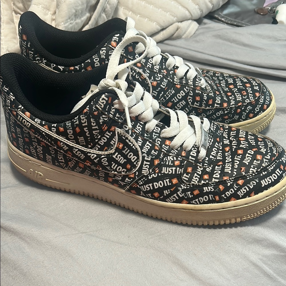 Nike Black and Brown Monogram Sneakers with White Laces